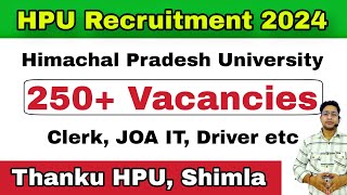 HPU Recruitment 2024  250 Vacancies  Cerk JOA IT Driver  hpexamaffairs [upl. by Craig]