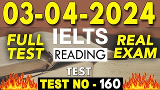 IELTS Reading Test 2024 with Answers  03042024  Test No  160 [upl. by Hogue]