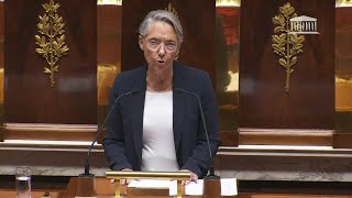 Assemblée Borne déclenche à nouveau le 493 sur le budget de la Sécu  AFP Extrait [upl. by Ynhoj695]