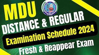 Mdu Distance Examination Schedule 2024  Mdu Regular Examination Schedule 2024  Mdu Reappear Exam [upl. by Waldack319]