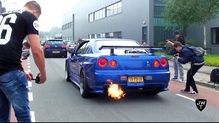 Awesome Nissan Skyline R34 GTR VSpec II BACKFIRE REVS amp Acceleration Sounds [upl. by Holsworth]