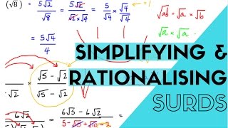 Surds Simplifying and Rationalising the Easiest Way [upl. by Blynn]