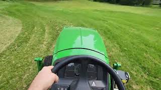 2017 john deere 2032R mowing with SHARP blades [upl. by Ille]