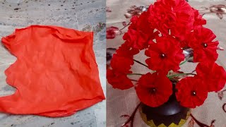 Flower tree making with cloth carry bag  Cloth flower making at home  Easy flower making [upl. by Anilad]