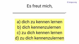 Es freut mich dich kennenzulernen A1 A2 B1 B2 Deutsche Grammatik Test Verben Präpositionen [upl. by Mei]