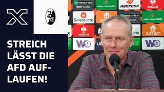 quotHistorische Dummheitquot AfD schießt gegen Streich Der kontert ganz lässig  SC Freiburg [upl. by Ganiats]