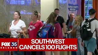 Southwest cancels 100 flights at Orlando International Airport over weekend [upl. by Acinok]