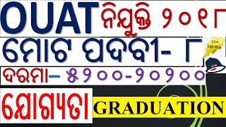 OUAT RECRUITMENT 2018  8 Post Qualification  Graduation Salary 5200  20200 [upl. by Arihsak]