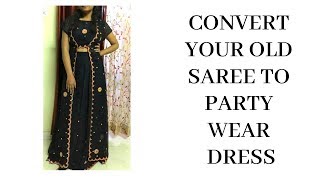 Convert Your Old Saree To Party Wear Shrug Dress [upl. by Wahlstrom781]