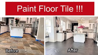 quotTRANSFORM YOUR FLOOR DIY Painted Tile Floor Makeoverquot  HOW TO PAINT A TILE FLOOR  BEFORE amp AFTER [upl. by Leirua]