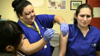 Medical Assistant Student Sharon Gives Her First Injection  Charter College [upl. by Ikaz]