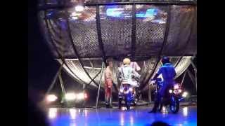 Chinese Acrobats Riding Eight Motorcycles Inside a Sphere [upl. by Quintie]