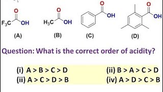 Acidity comparison of Trifluoroacetic acid Acetic acid Benzoic acid and Mesitylene carboxylic acid [upl. by Cymbre]