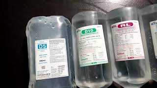 Types of iv fluids  in hindi  NS  DNS  RL  D5  D10 [upl. by Sordnaxela]