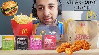 ASMR MUKBANG MCDONALDS STEAKHOUSE STACK MEAL amp CHEESY GARLIC BITES [upl. by Ilellan]