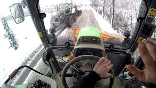 Cab View Sgombero Neve Snow Plowing Deutz Fahr 6180ttv [upl. by Soo662]