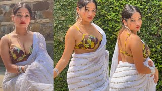 Bold beautiful glamorous Daring Desi Diva Saree and Bra Photoshoot [upl. by Inattyrb]