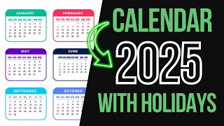 CALENDAR 2025 WITH HOLIDAYS  2025 CALENDAR COMPLETE [upl. by Maire928]