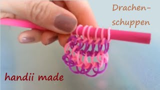 Loom Bands Armband  breite Drachenschuppen  mit Stiften Anleitung deutsch [upl. by Winther869]