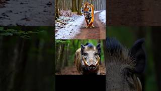 Wild boar vs Animals fox rabbit wolf tiger lion leopard cub panther animals tiger [upl. by Neau8]