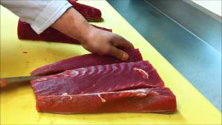 how to cut tuna for sushi sashimi [upl. by Perloff]