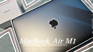 MacBook Air M1 Unboxing  Accessories 13” 2020 Silver [upl. by Ormsby685]