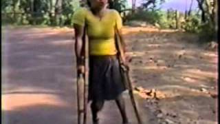 Sexy woman with dangling leg and wooden crutches [upl. by Lianna]