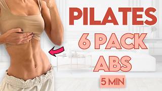 Toned Abs in 14 Days Flat Stomach Pilates  5 min Workout [upl. by Etnuhs865]