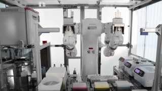 Motoman dual arm robot in biomedical cell [upl. by Skye]