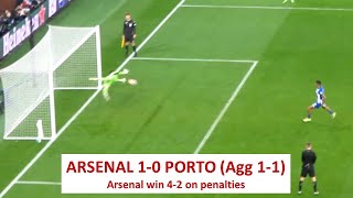 Arsenal 10 Porto Agg 11  Penalties amp Celebrations [upl. by Haeckel]