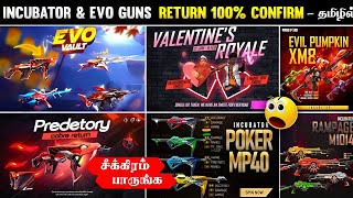 RARE INCUBATOR GUNS  EVO GUNS RETURN 🔥 NEW EVO VAULT EVENT FREE FIRE  TROPICAL PARROT M1887 ISSUE [upl. by Lemaceon]