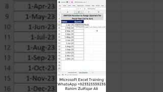 SWITCH Function to Assign Quarters in Excel Fiscal Year shorts [upl. by Odnomra]