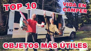 TOP 10 OBJETOS más útiles para vivir en FURGONETA CAMPER  De viaje en Troncofurgo [upl. by Adnac]