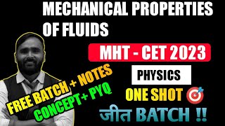 MECHANICAL PROPERTIES OF FLUIDSONE SHOT MHT  CET 2023PHYSICSPRADEEP GIRI SIR [upl. by Cowie]