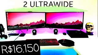 Tour MEU SETUP Gamer com 2 MONITORES ULTRAWIDE 29WK600 LG [upl. by Orlov]