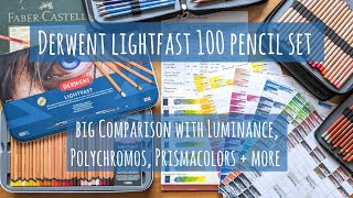 Derwent Lightfast 100 Coloured Pencil Set Swatch amp Comparison Luminance Prismacolor Polychromos [upl. by Llyrat]