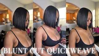 BLUNT CUT BOB x NATURAL QUICKWEAVE HAIR TUTORIAL [upl. by Almira]