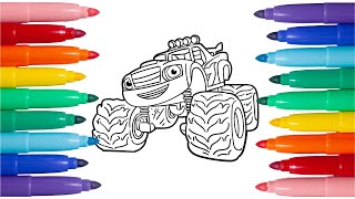 Blaze e le mega macchine da colorare  Tutorial per Bambini  Disegni da colorare [upl. by Ayerdna]