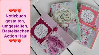 Tutorial Notizbuch gestalten  umgestalten  Bastelsachen Action Haul [upl. by Oahc]