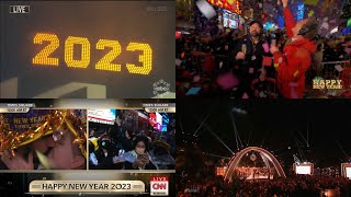 20222023 New Years Countdown on 4 Networks ABCCBSCNNNBC [upl. by Eivi]