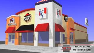 Architecture Animation  YUM Brands Pizza Hut Taco Bell and KFC [upl. by Arries]