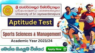 Aptitude Test Sport Science and Management in Jayawardanapura University [upl. by Akienahs]