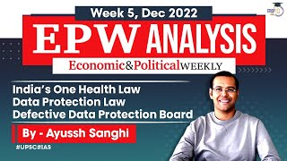 EPW  Economic amp Political Weekly Analysis  One Health Law Data Protection  UPSC [upl. by Nylrahc889]