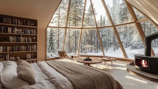 Snowy Windstorm amp Fireplace Sounds  Cozy Cabin Atmosphere for Relaxation amp Enhanced Sleep [upl. by Ardnaet973]