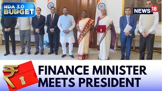 Nirmala Sitharaman Meets President Droupadi Murmu At Rashtrapati Bhavan With First Copy Of Budget 24 [upl. by Quintina816]