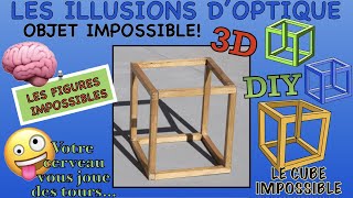 LE CUBE IMPOSSIBLE Illusion doptique Comment le construire et dessiner cette figure impossible [upl. by Ethben]