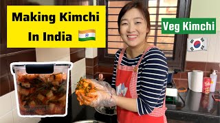 Making Kimchi in India 🇮🇳 🇰🇷  Veg Korean Kimchi Recipe [upl. by Inaboy]