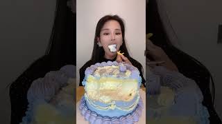 ASMR🍰Eat Blue Cream Cake🍰 soft and waxy sound 크림 케ց 먹방 MUKBANG Satisfaction [upl. by Humpage]