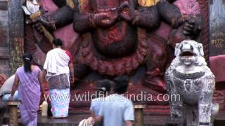 Nepali devotees perform rituals at Kala Bhairava temple  Basantapur Durbar Square [upl. by Beverlie]