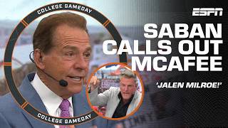 Nick Saban interrupts Pat McAfee MIDSENTENCE to call out Milroe AS A PROBLEM 😤  College GameDay [upl. by Ettesyl]